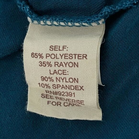 𝅺mudd Women's Lace Overlay Racerback Style Tank‎ Top-Turquoise Blue - Picture 6 of 6